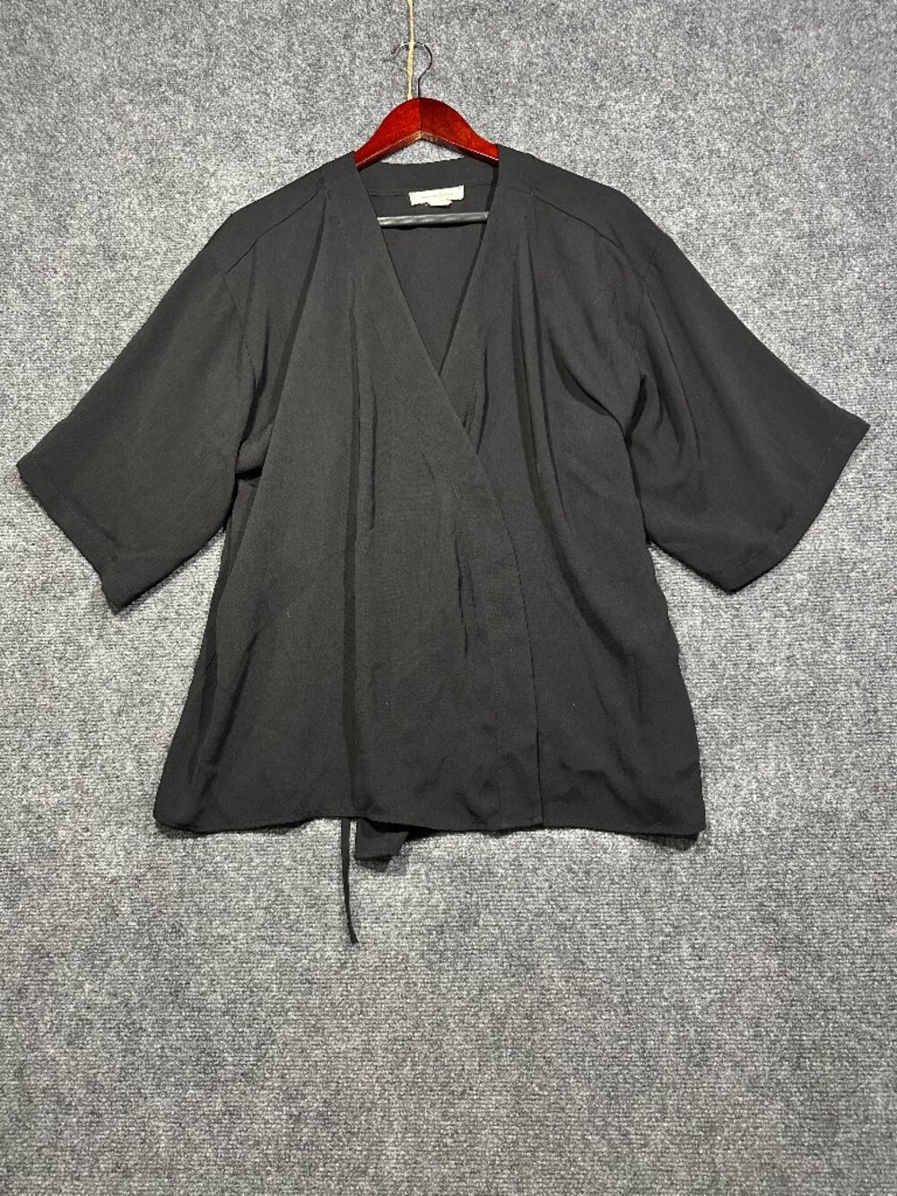 Treasure & Bond Sweater Womens Small Black Knit Open Cardigan Faux Wrap Tie